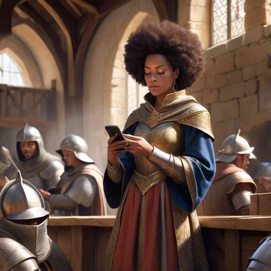 Uma mulher sentindo-se em um romance de cavalaria.