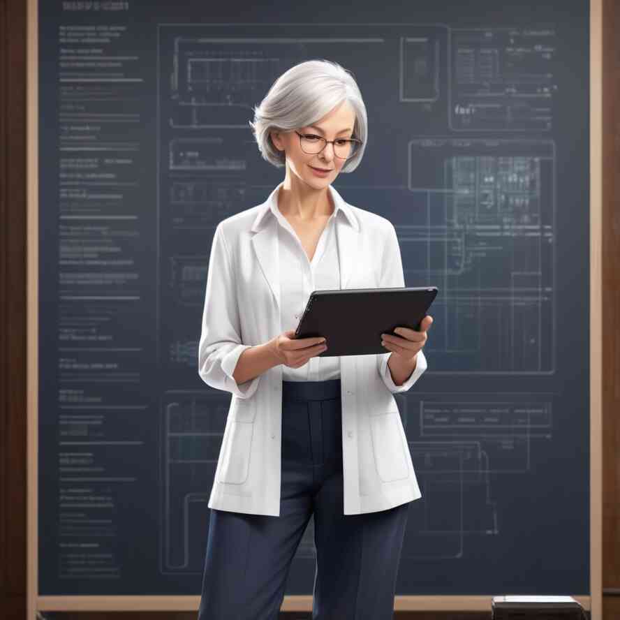 Uma jovem senhora estudando química orgânica com um WebBook da Werneck Editorial.